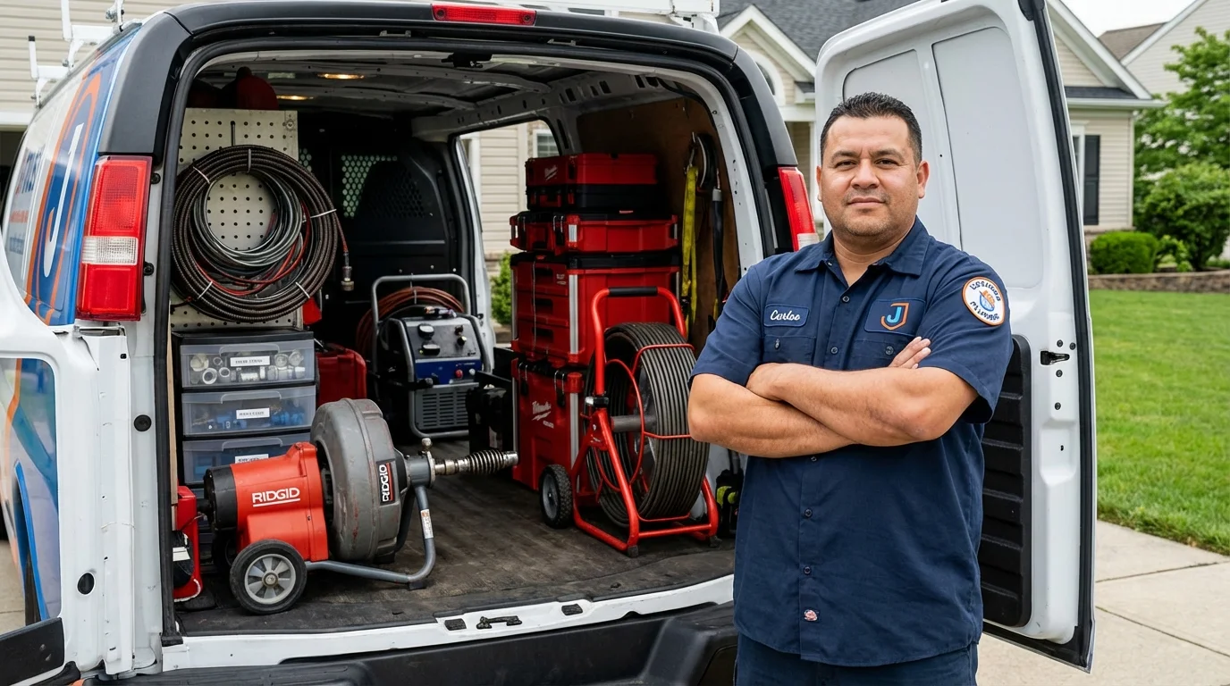 Professional drain cleaning equipment and Johns Plumbing LLC plumber in Clintondale