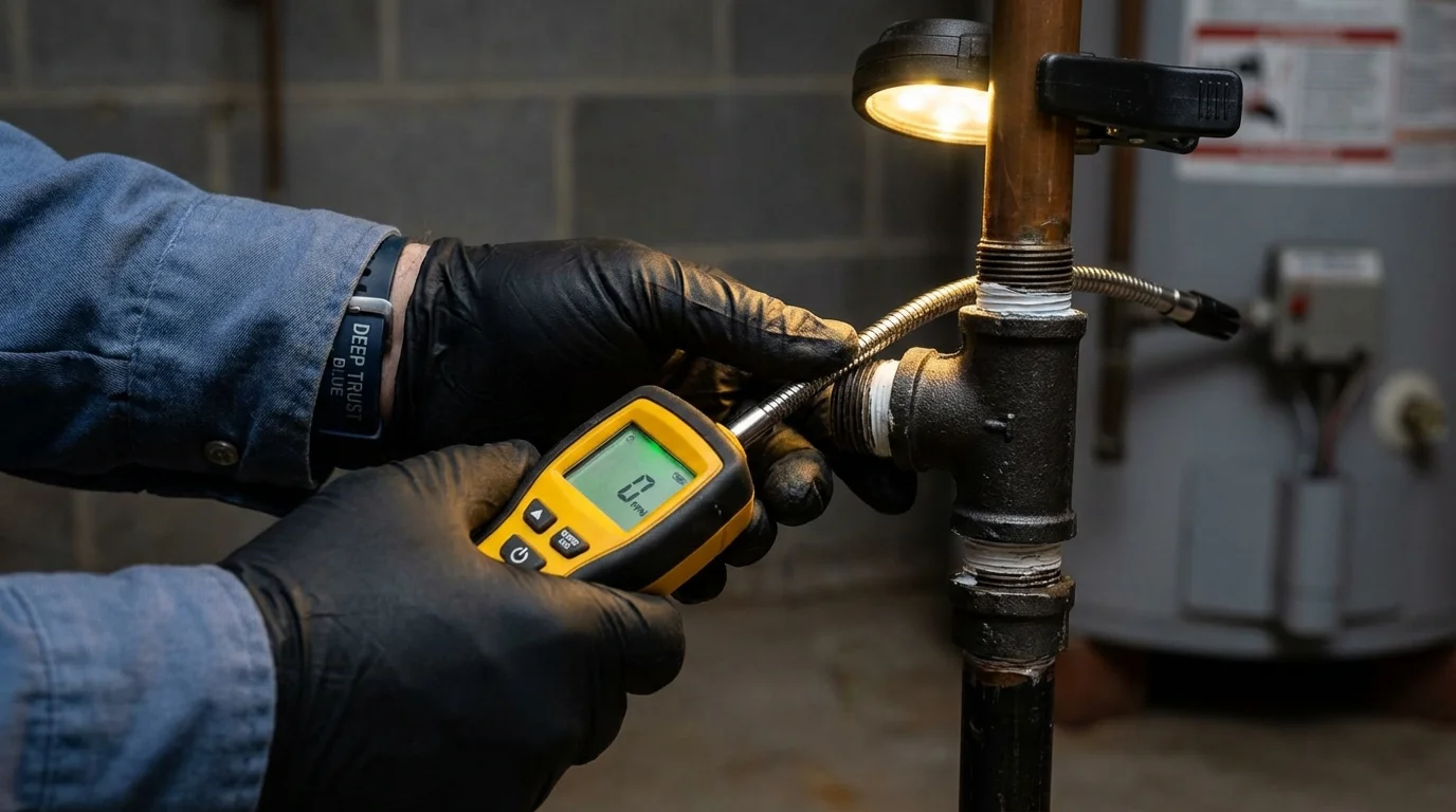 Gas leak detection with electronic sniffer by Johns Plumbing LLC in Clintondale