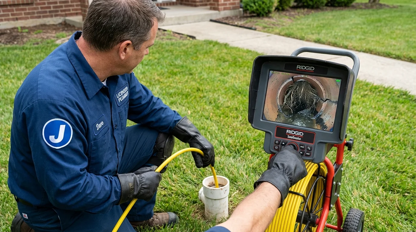 Sewer camera inspection being performed by Johns Plumbing LLC in Clintondale